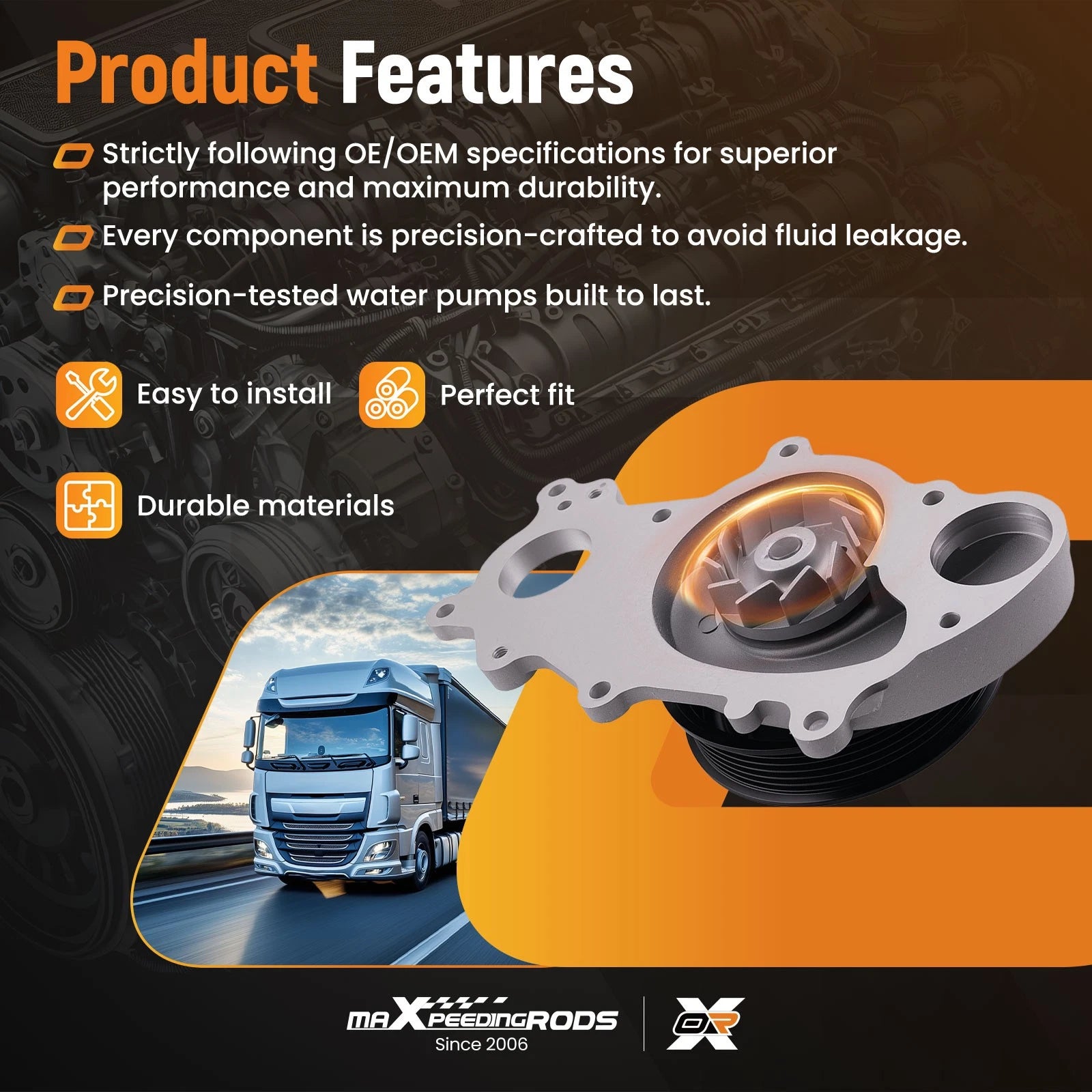 Engine Coolant Pump for Ford F-150 V6 (2018–2020) Aluminum