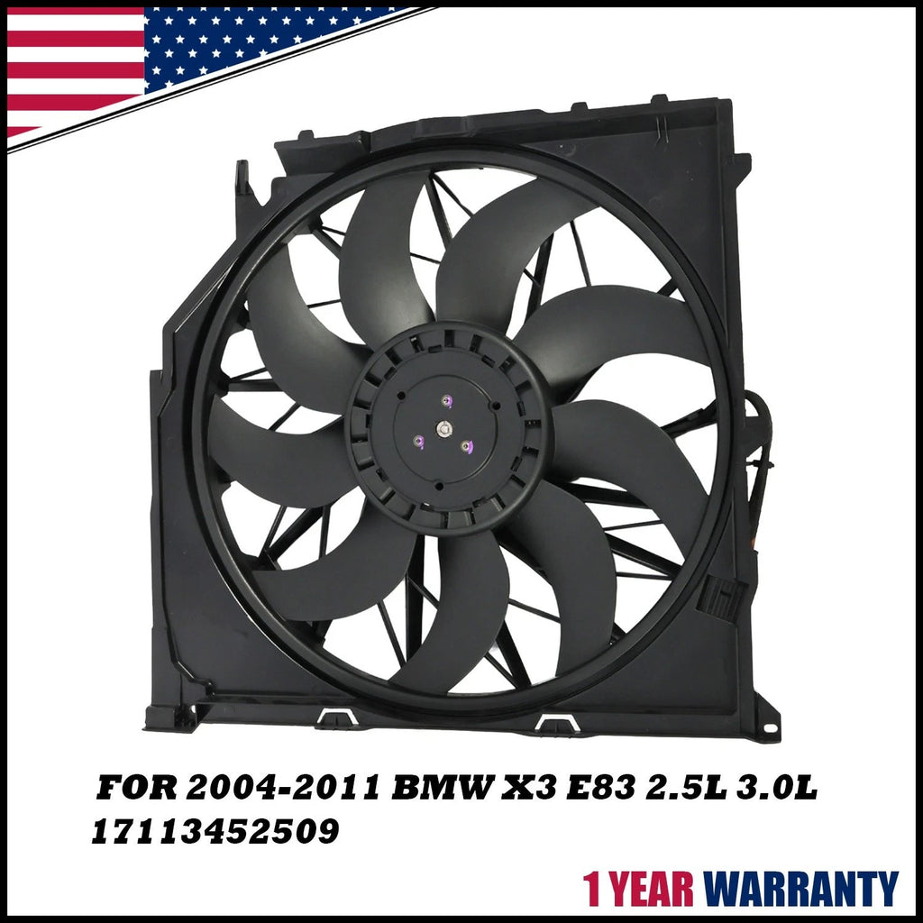 Radiator Cooling Fan Assembly 600W for BMW X3 E83 (2004–2010) 17113442089