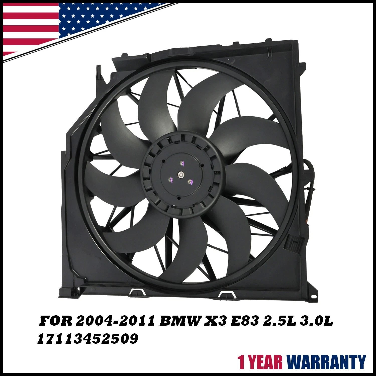 Radiator Cooling Fan Assembly 600W for BMW X3 E83 (2004–2010) 17113442089
