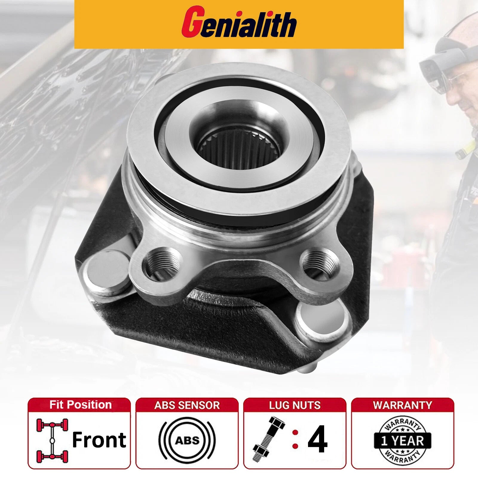 2Pcs Wheel Hub Bearings Assembly Front W/ ABS for Nissan Sentra (2007–2012)