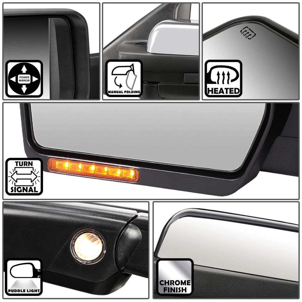 Power Heated LED Signal Chrome Side Mirror for Ford F150 (2004–2014)