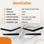 Set of 4 Vent Rain Guards Window Visor for Hyundai Venue (2020–2024) 1.8mm Adhesive