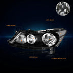 Headlight Set for Honda Accord Sedan (2008–2012) Black Housing Clear Signal