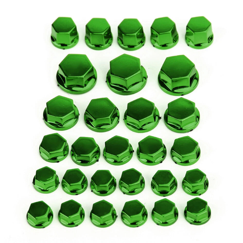 30pcs Green Plastic Hexagon Socket Screw Covers for Motorcycle