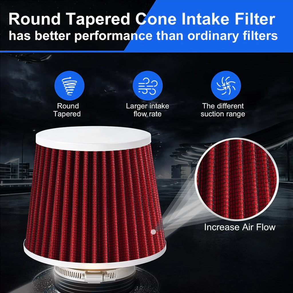 3" 76mm Inlet Cold Air Intake Cone Replacement Dry Air Filter for