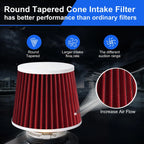 3" 76mm Inlet Cold Air Intake Cone Replacement Dry Air Filter for