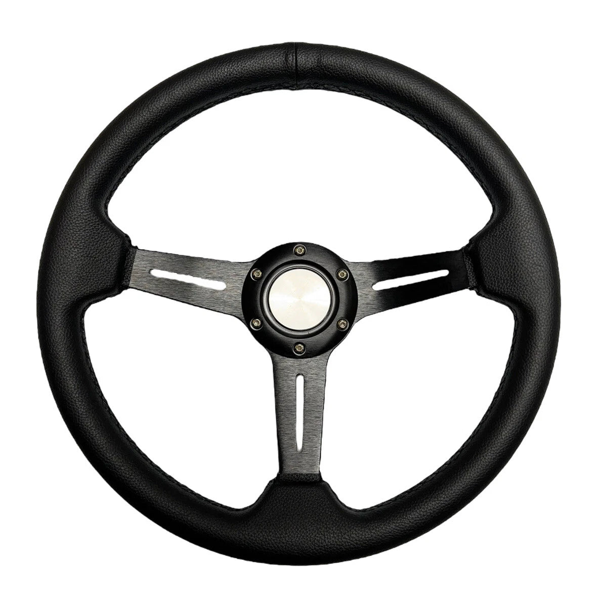 Steering Wheel with Leather Grip Brushed Black 6-Hole for Jeep Wrangler (2007–2018)