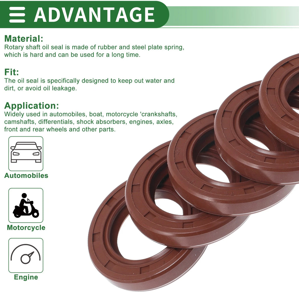 Set of 5 Oil Seal Rotary Shaft Seal FKM Rubber 25x40x7mm