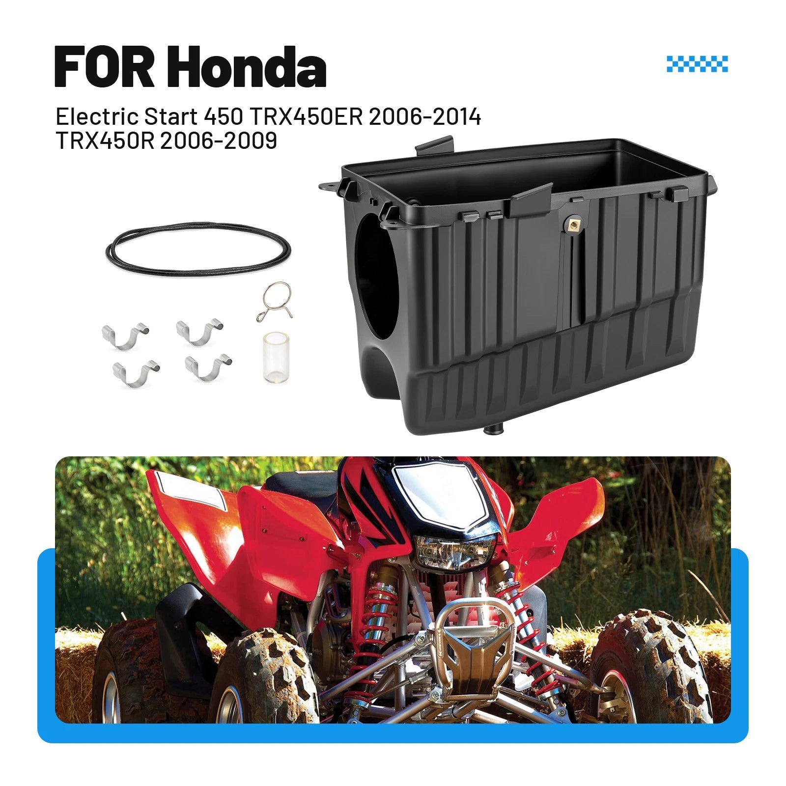 Air Filter Box Housing with Clamps for Honda TRX450R TRX450ER (2006–2014)