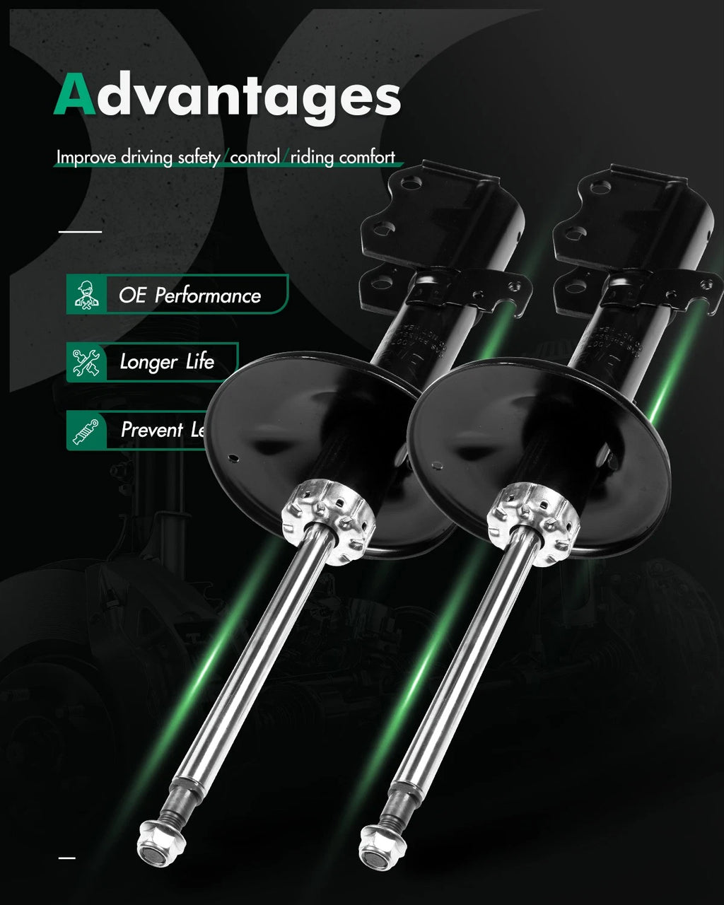 Front Pair Shocks Absorber Struts for Toyota Prius (2004–2009)