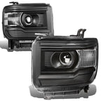 Projector Headlight Lamps for GMC Sierra (2014–2018) Black Housing Clear Corner