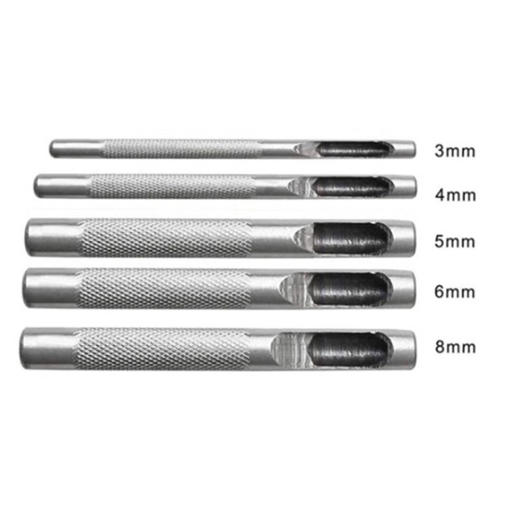 Set of 5 Leather Hole Punches 3-8mm Steel Drilling Tool