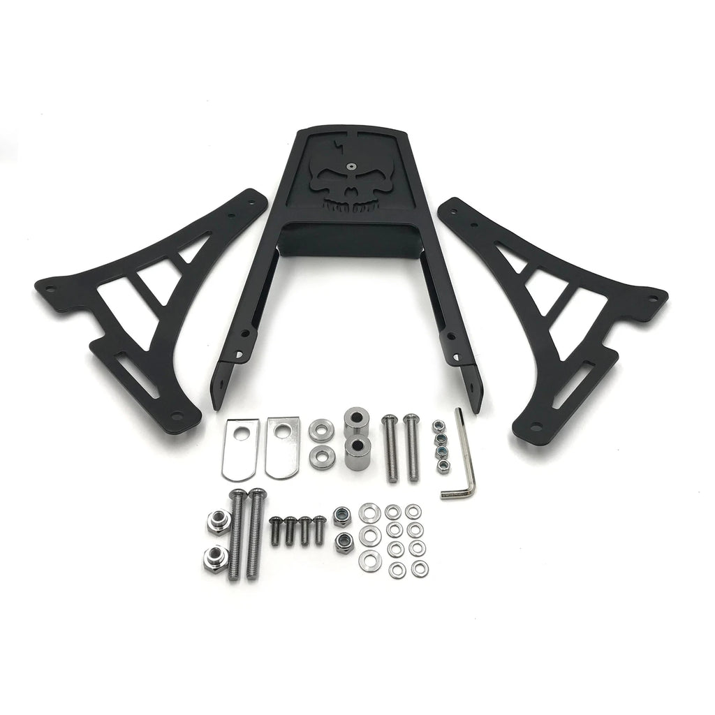 Black Skull Backrest Sissy Bar Leather Pad for Softail FLSTSC FXST FXSTB FXSTS