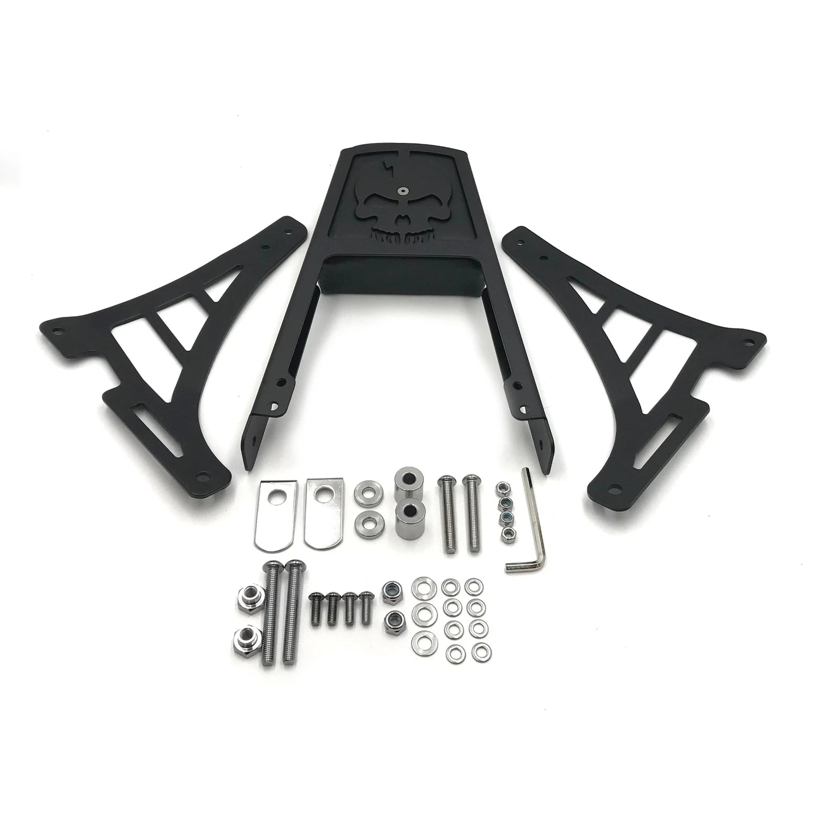 Black Skull Backrest Sissy Bar Leather Pad for Softail FLSTSC FXST FXSTB FXSTS