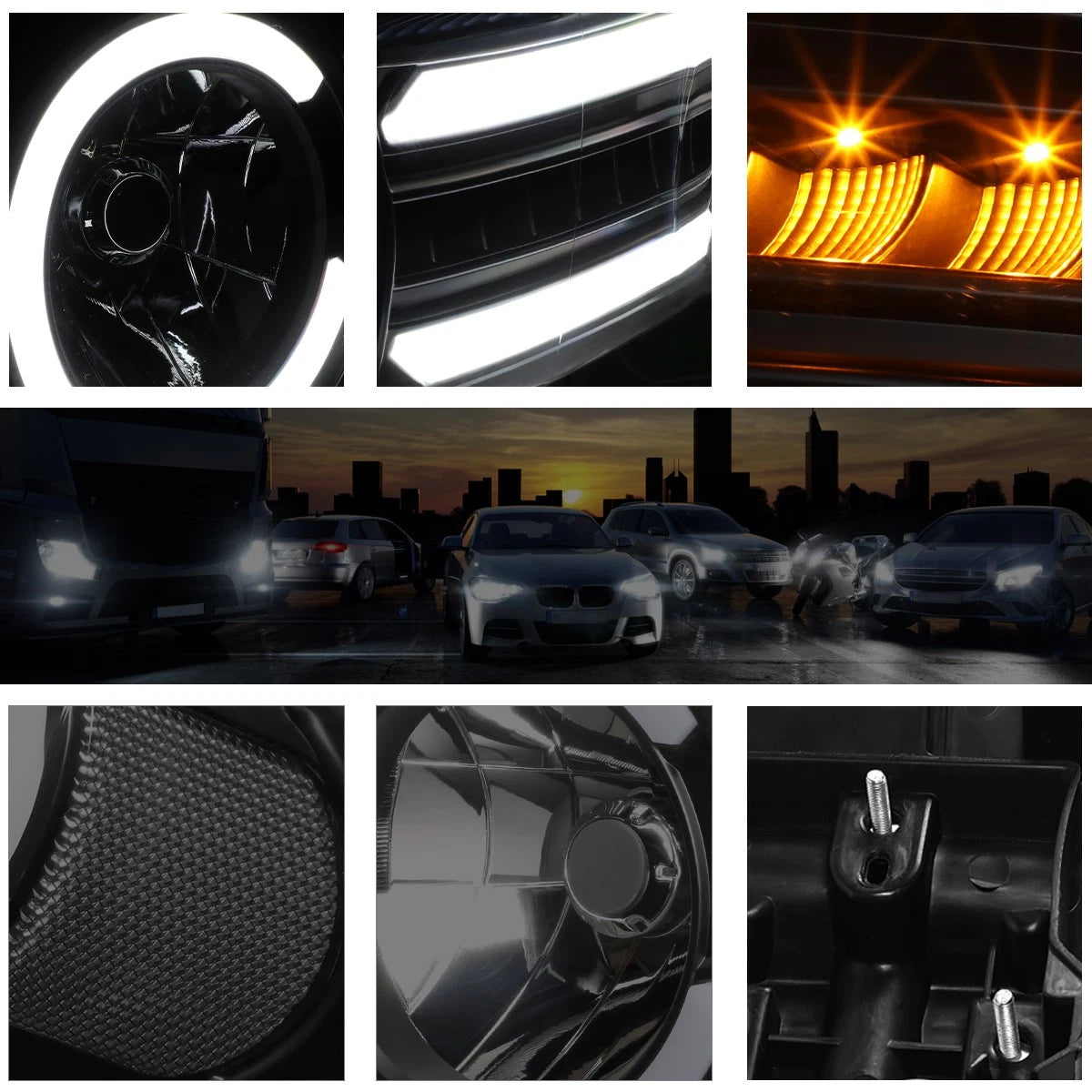LED DRL Headlight for FJ Cruiser (2007–2014) w/ Chasing Turn Signal Lamp