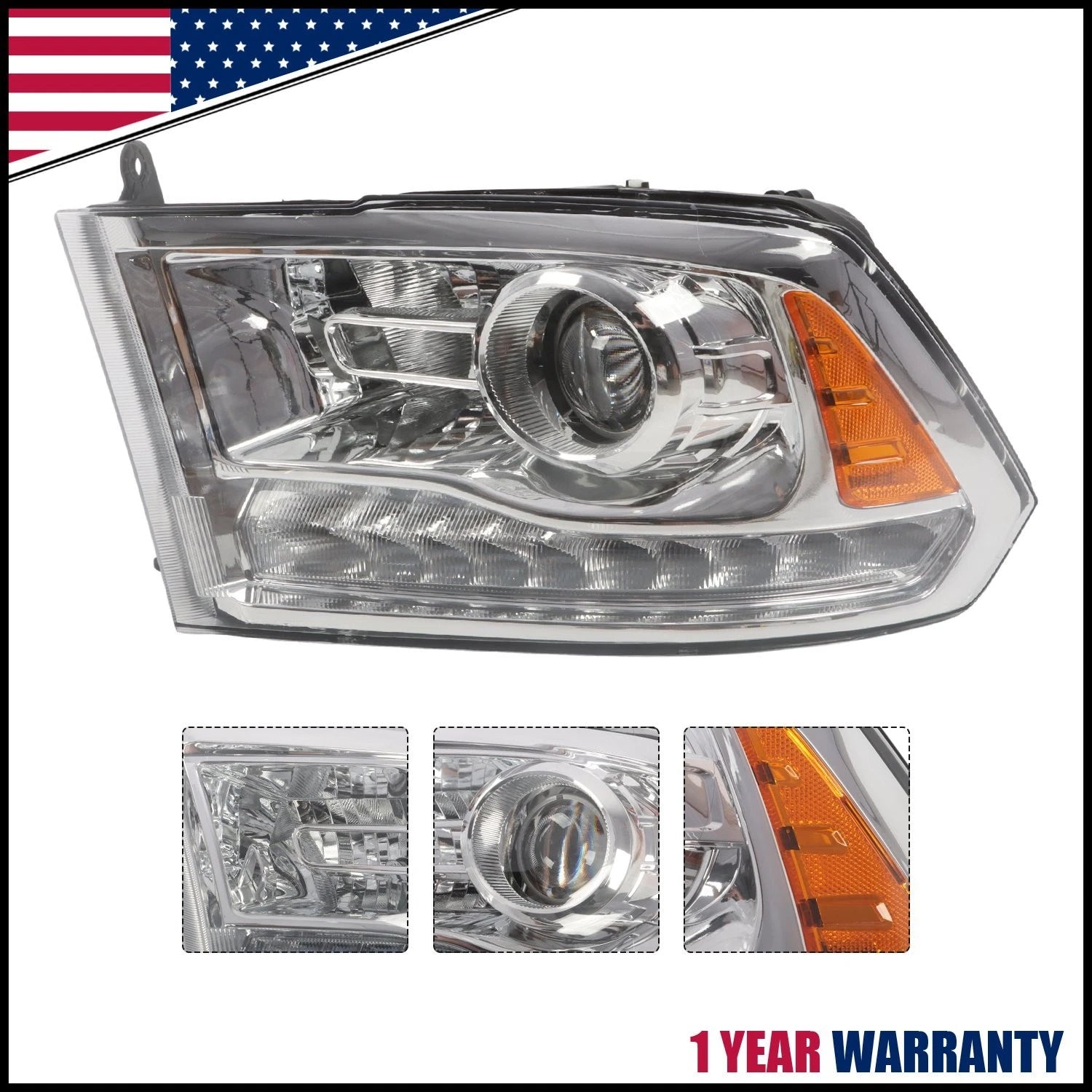 Left Driver Headlight for RAM 1500 2500 3500 (2013–2018)