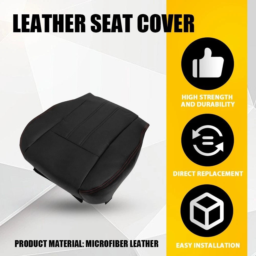 Black Leather Driver Bottom Seat Cover for Dodge Grand Caravan (2008–2020) EPY