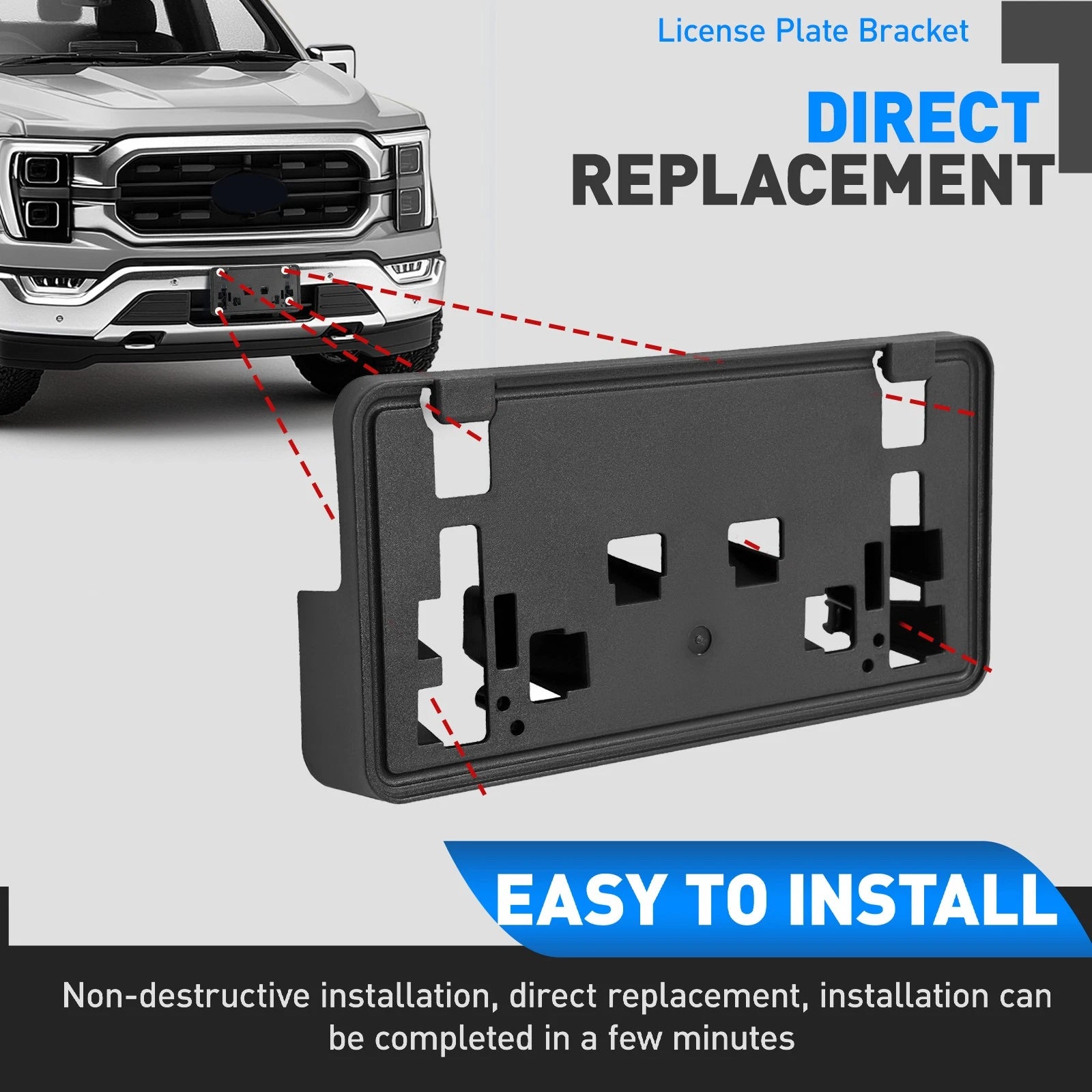 Front Bumper License Plate Bracket for Ford F-150 (2021–2023)