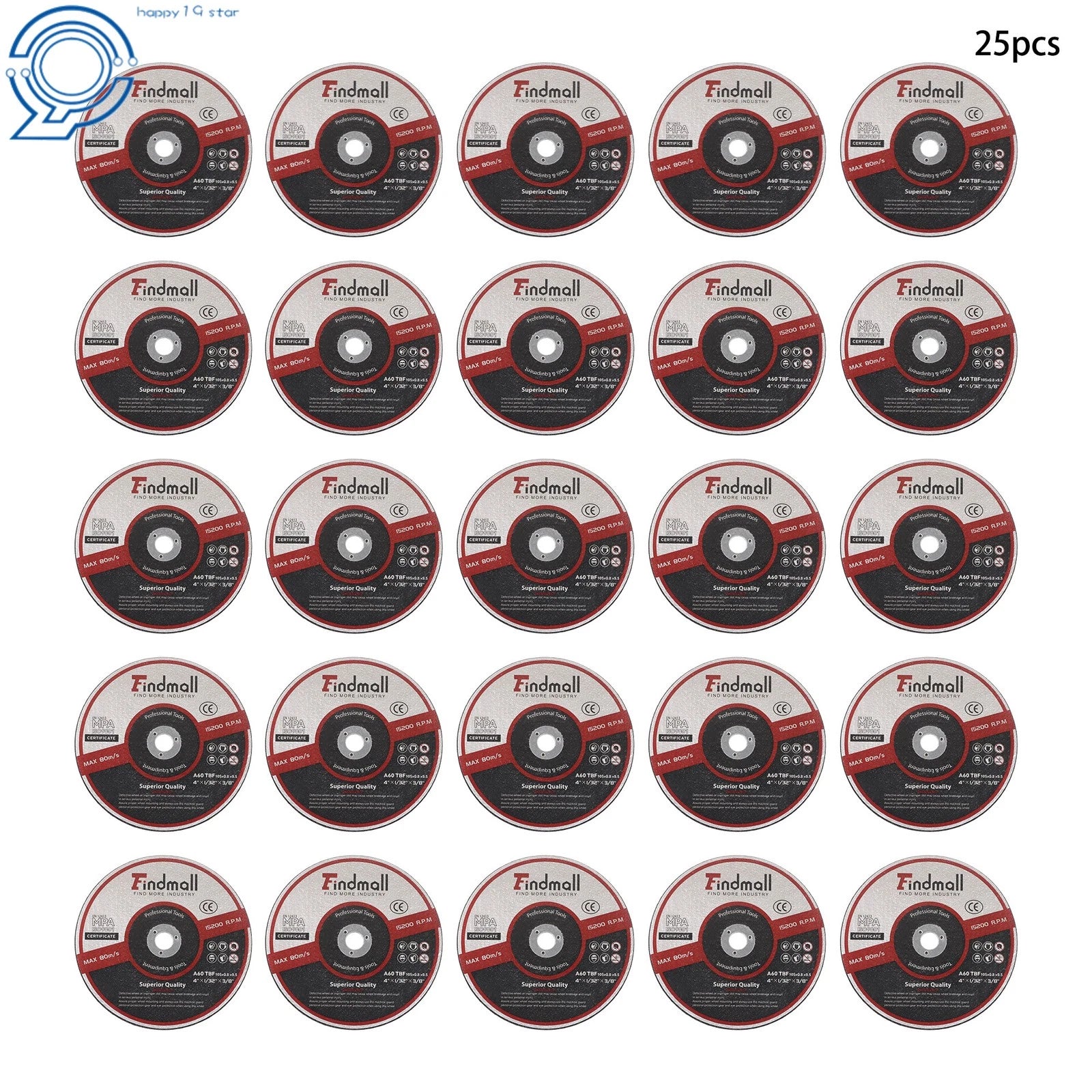 25 Pack Cut Off Wheels 4" x 1/32" for Metal & Stainless Steel