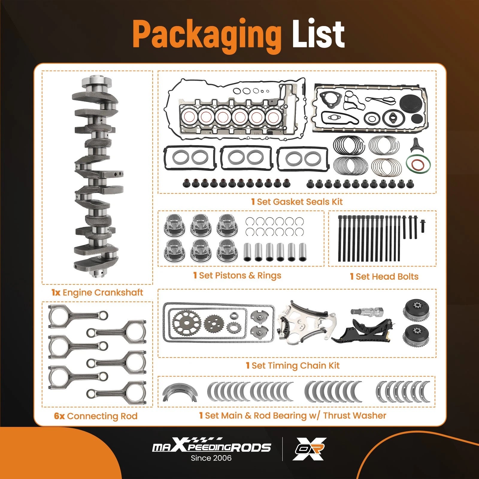 N55 Engine Overhaul Kit for BMW (2011–2017) - Crankshaft, Piston, Conrod Bearings