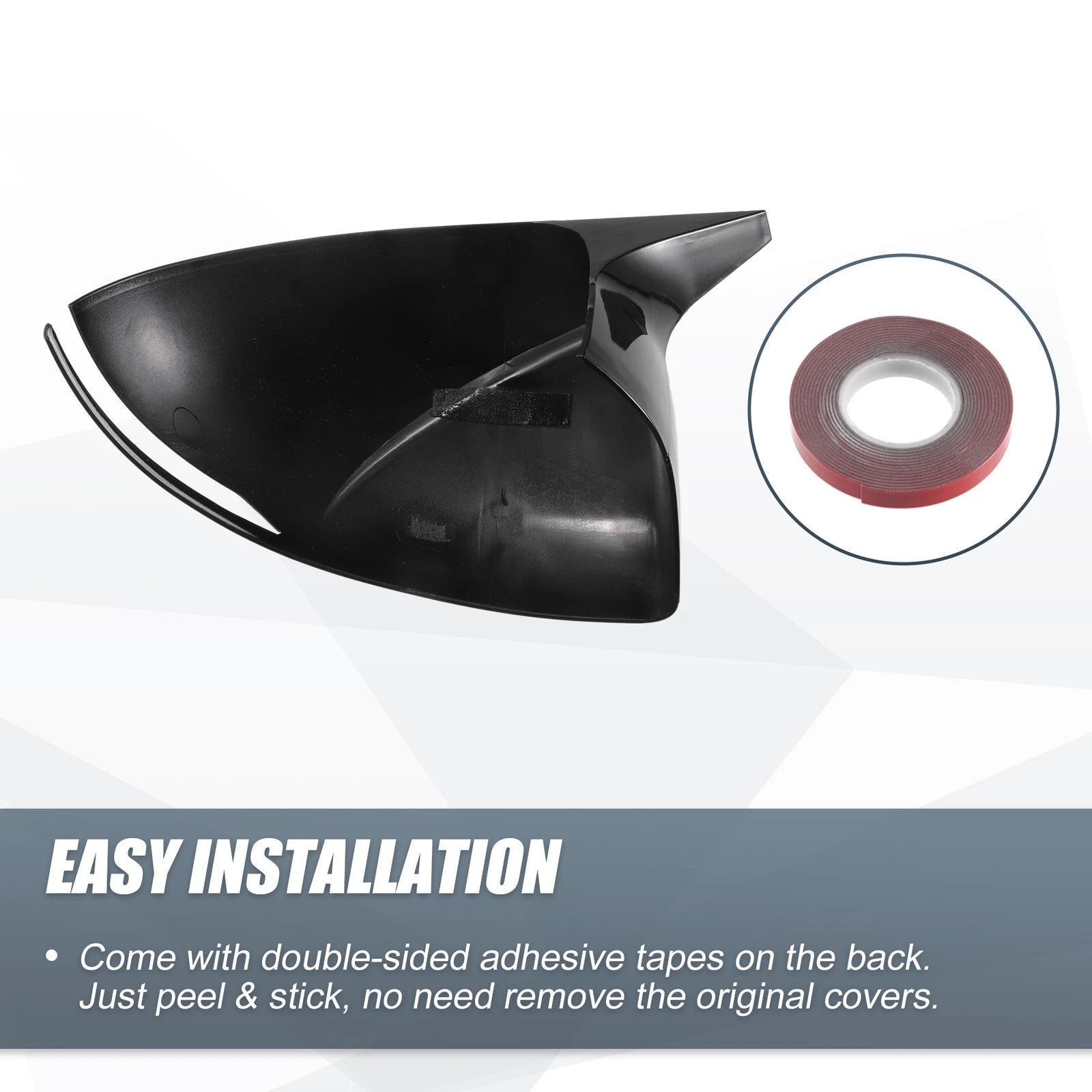 Pair Rearview Mirror Cover Overlay Gloss Black for Hyundai Sonata (2020–2023)