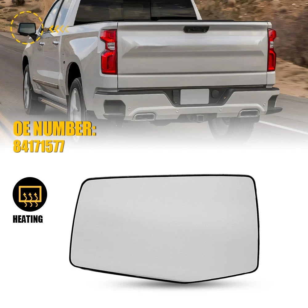 Power Heated Mirror Glass for GMC Sierra Silverado 1500 (2019–2024) Left