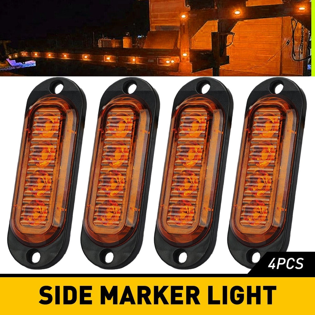 4X Amber 4-LED Side Marker Lights for Truck Trailer RV (H)