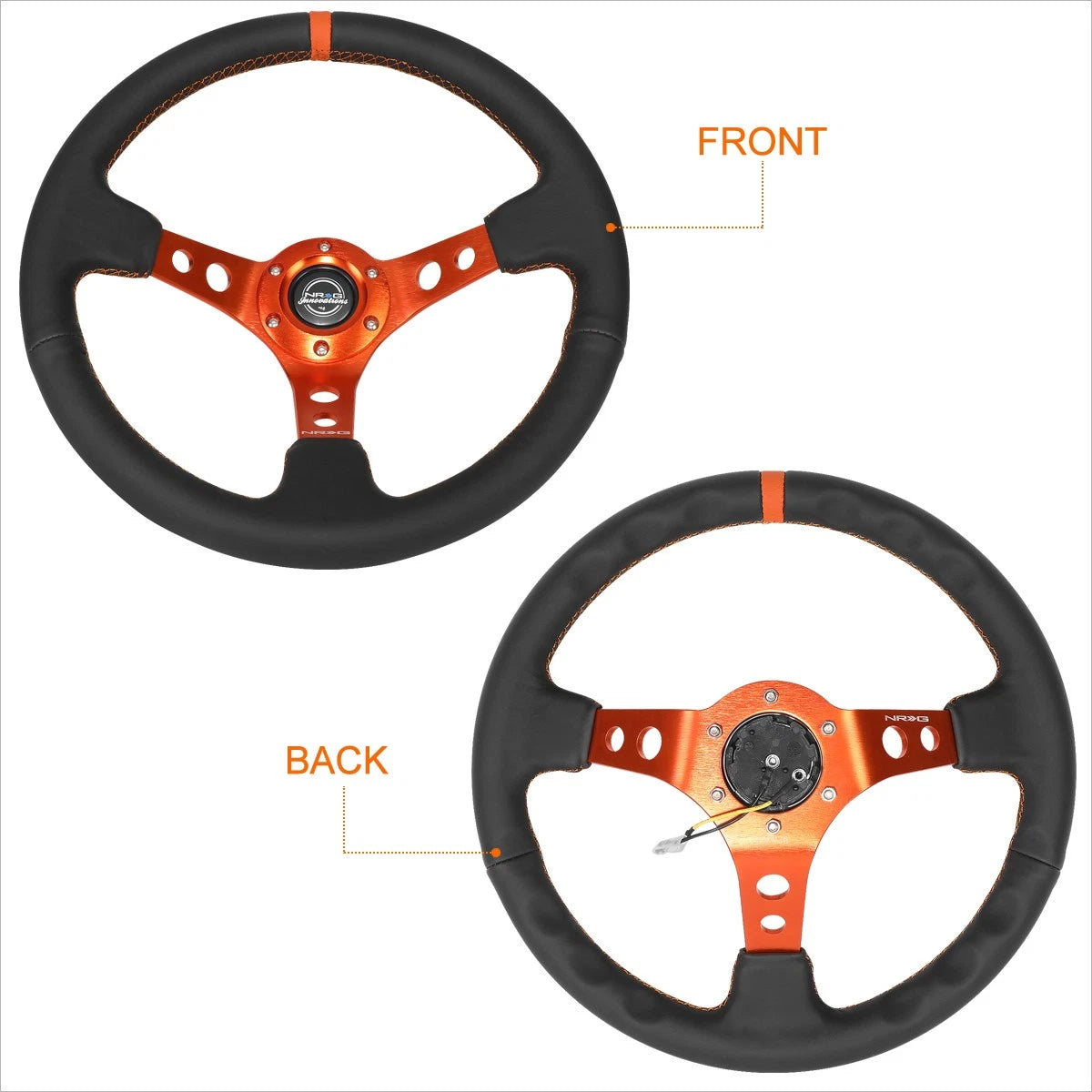 NRG RST-006OR Racing Steering Wheel 350mm 3" Deep Dish for Universal Fit