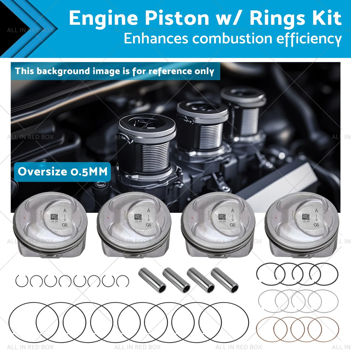 Oversize 0.50MM Piston & Rings Kit for Kia Hyundai Sonata (2011–2019)