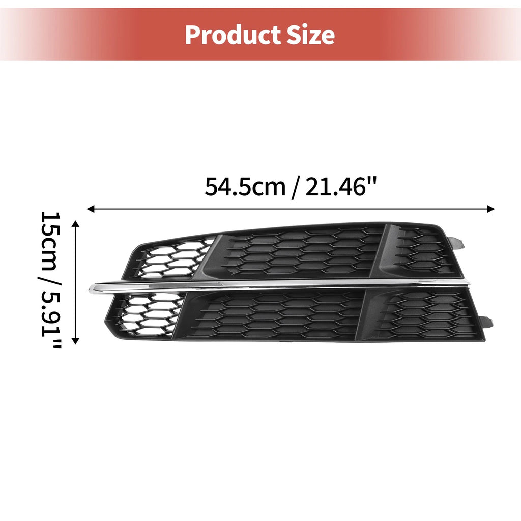 1pc Fog Light Grill for Audi A6 C7 S-Line (2015–2018) Black Silver Tone