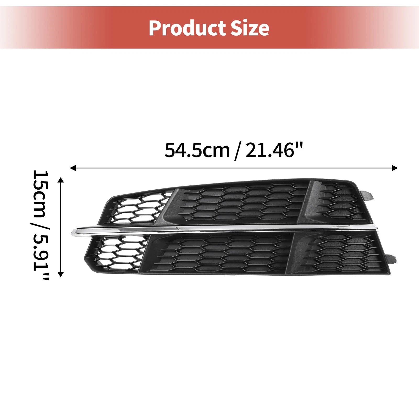 1pc Fog Light Grill for Audi A6 C7 S-Line (2015–2018) Black Silver Tone
