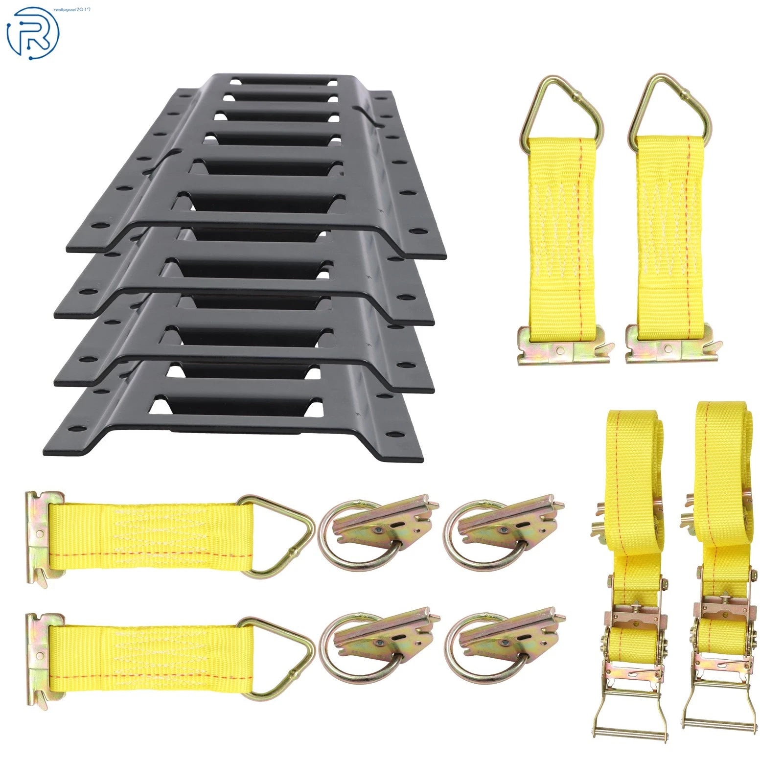 Set of 14 Black E Track Tie Down Rails for Secure Cargo (Powder Coated)
