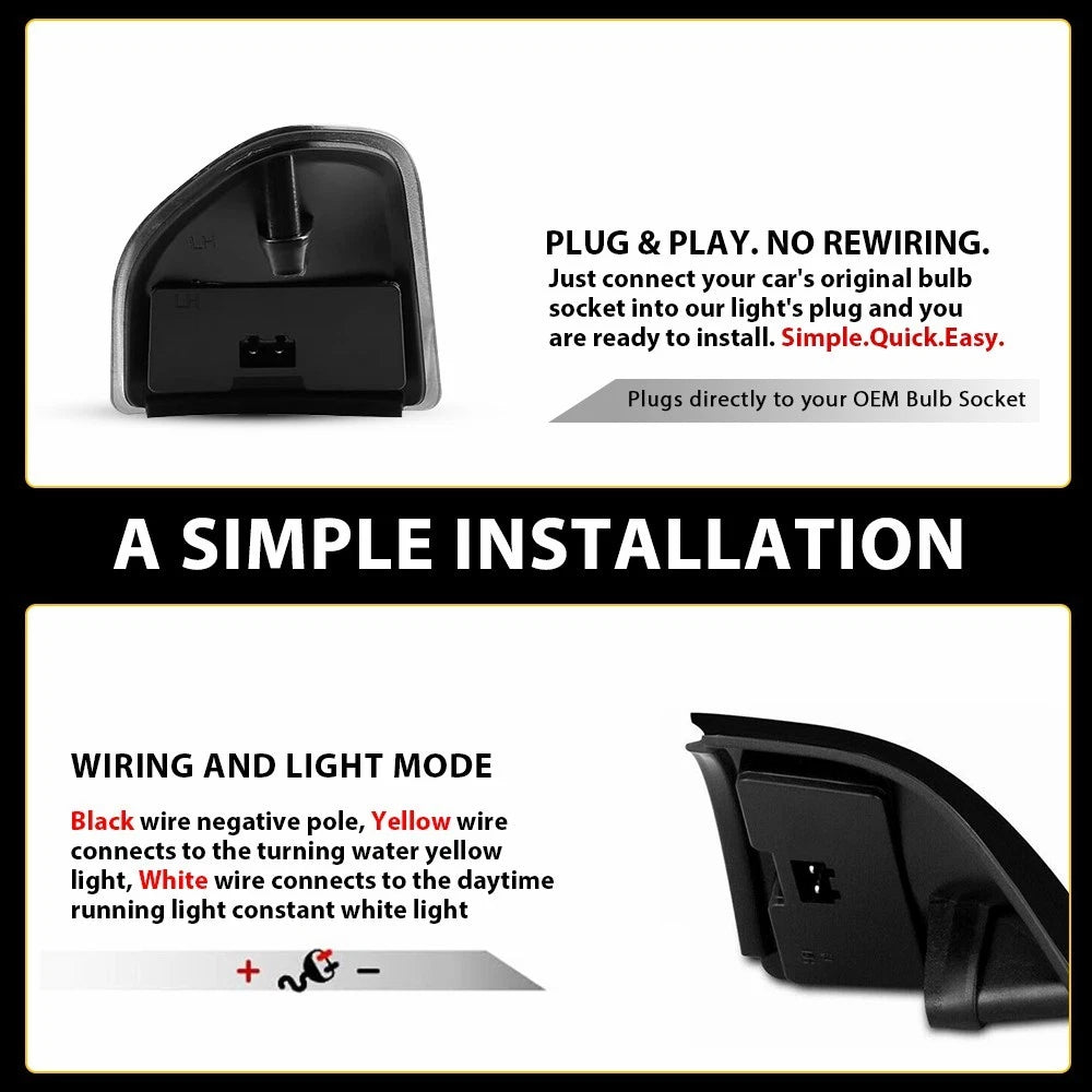 Smoke LED Side Mirror Turn Signal Light for Dodge Ram 1500 2500 3500 (2019–2023)