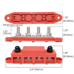 3/8" 250A 4 Stud Busbar Power Distribution Terminal Block Red & Black