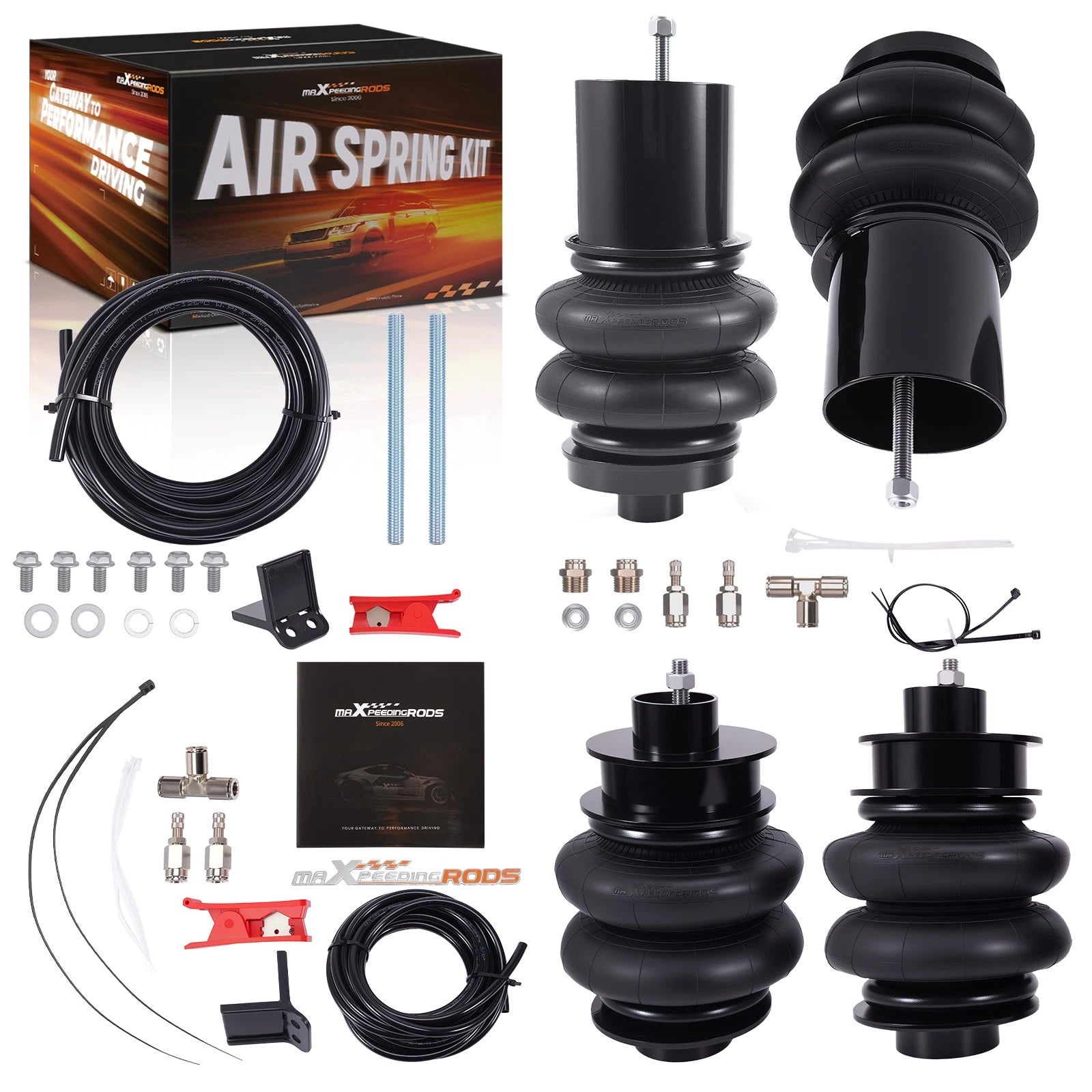 Set of 4 Air Spring Bags with Mounting Brackets for Cadillac DeVille (1965–1970)