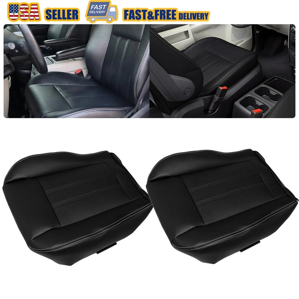 2X Leather Seat Cover for Chrysler Town & Country (2011–2016) Black