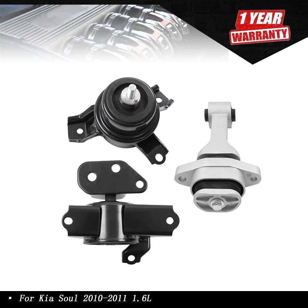 3Pcs Engine Motor & Transmission Mount Set for Kia Soul (2010–2013)