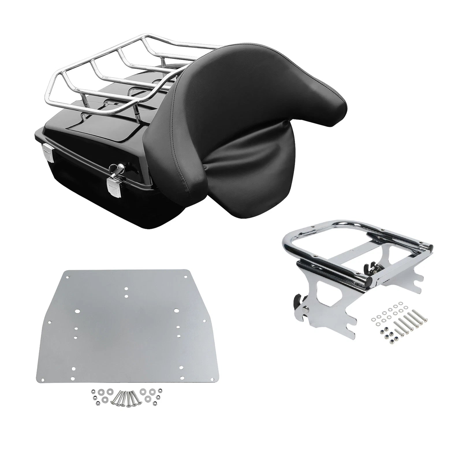 Trunk Backrest Pad Mount Rack Plate for Harley Touring (1997–2008)