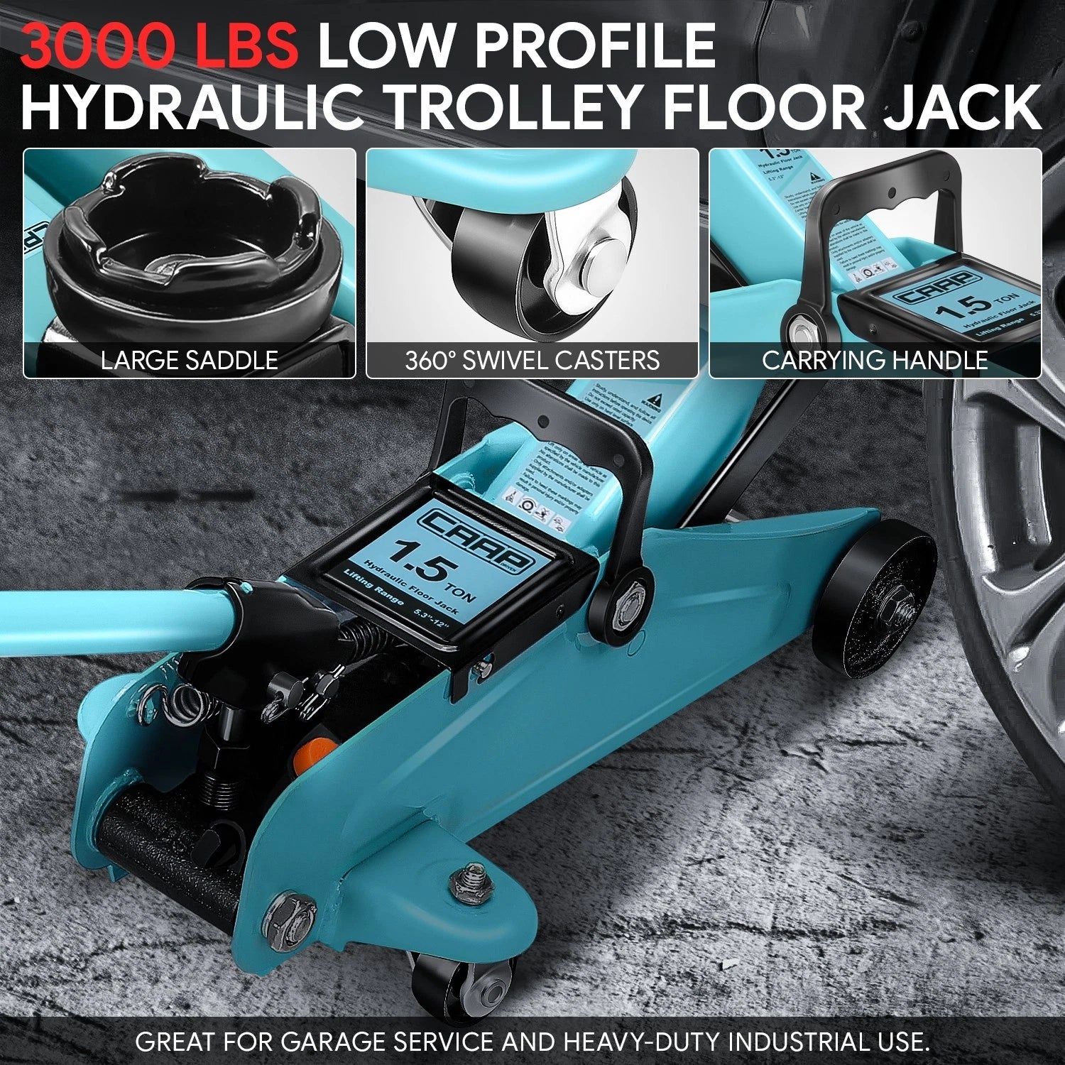 Hydraulic Floor Jack 3000lbs Capacity for Sky Blue Steel (5.3-12in)