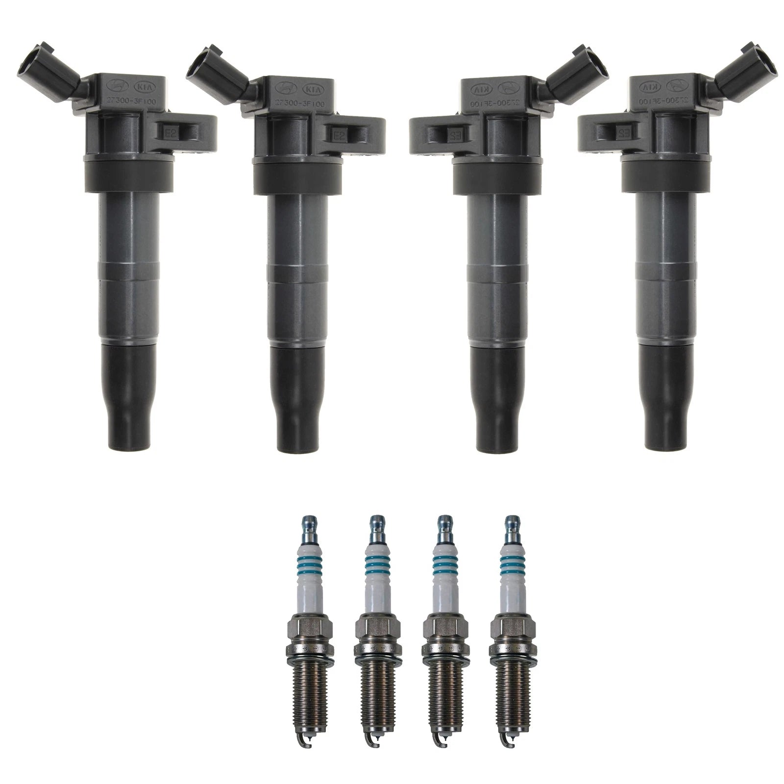 Set of 4 Ignition Coils & 4 Iridium Spark Plugs for Hyundai Kia L4