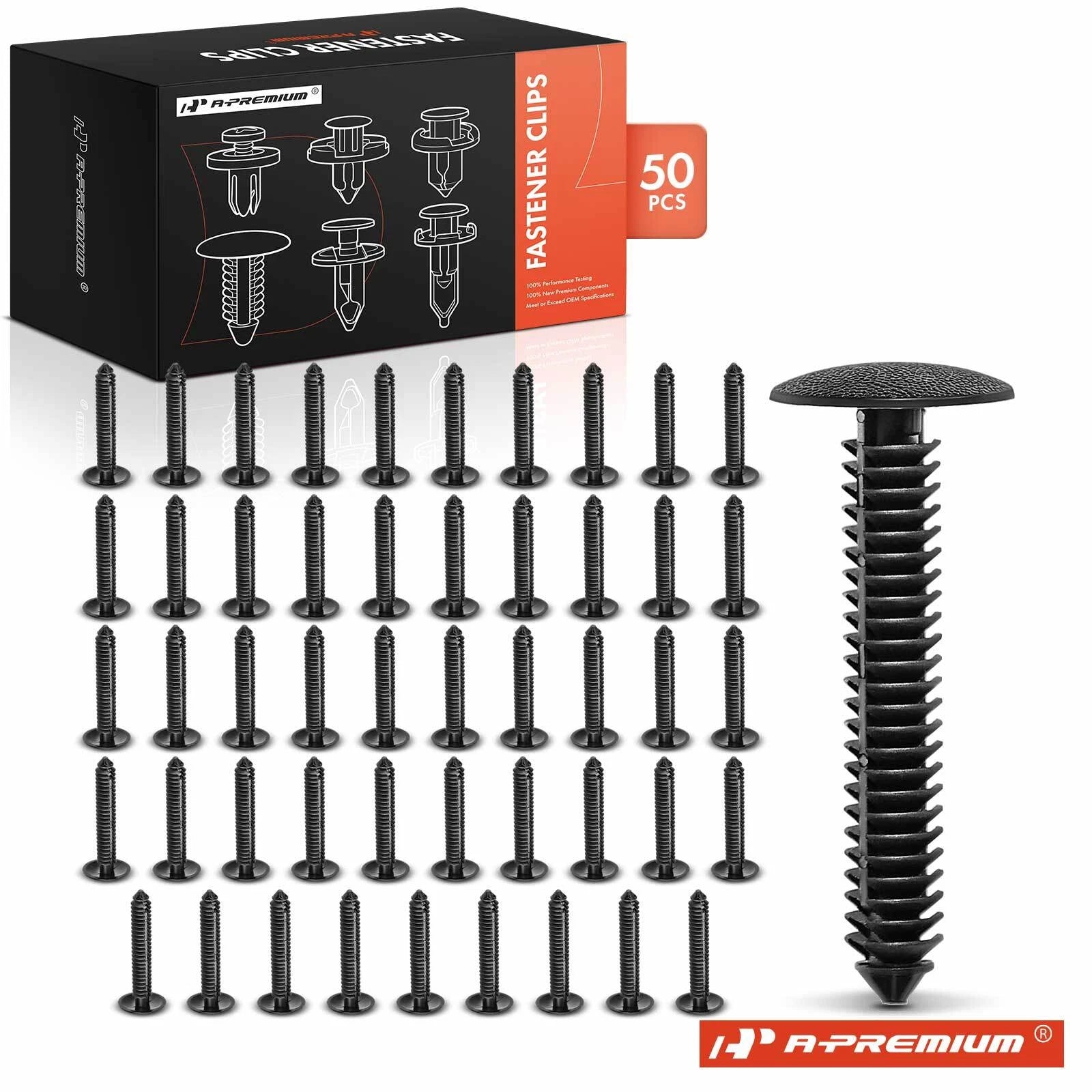 Set of 50 Nylon Black Mud Flap Retainer Clips for Ford