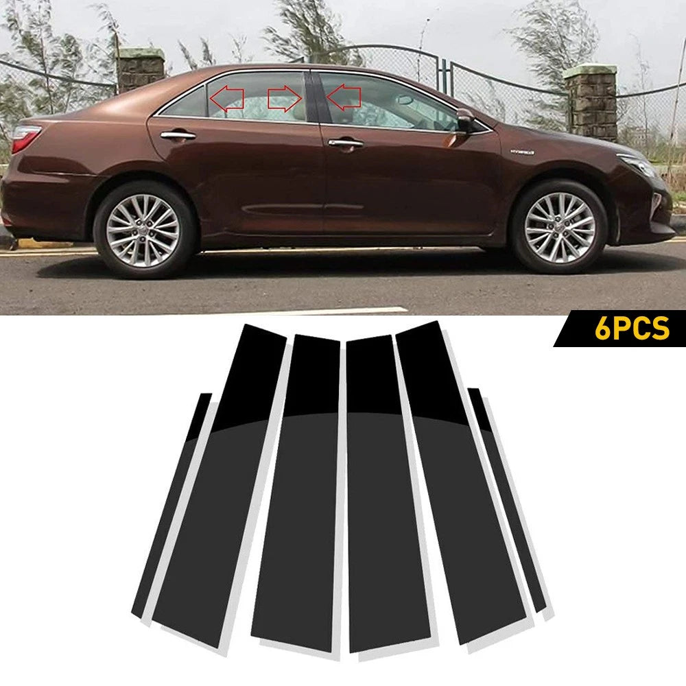 6X Decal Cover for Toyota Camry (2012–2017) Pillar Post Door Window Trim NE