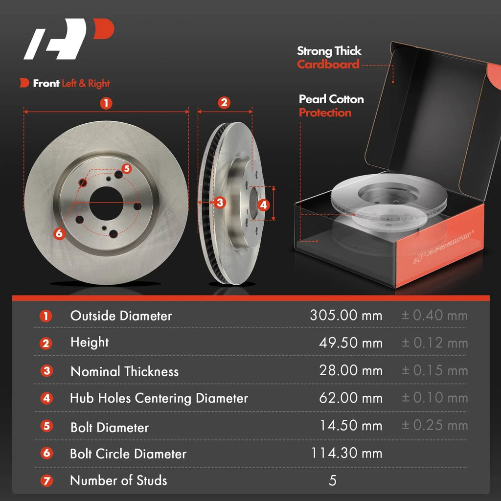 Front & Rear Disc Brake Rotors and Ceramic Pads for Toyota RAV4 (2019–2021)