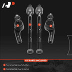 Set of 4 Front Inner & Outer Tie Rod Ends for Chevy Spark (2016-2022)