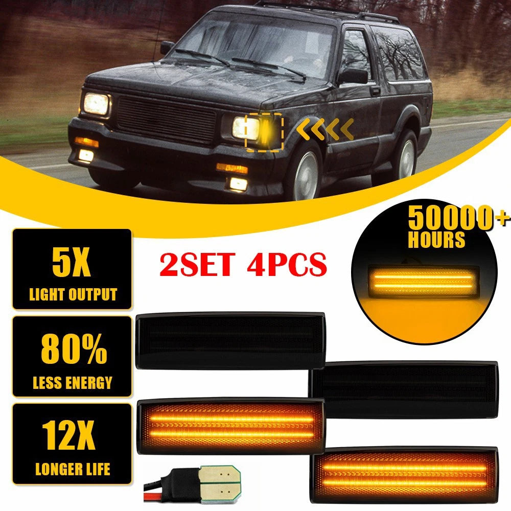 4X LED Smoked Side Marker Signal Light for Chevy S10 GMC Jimmy S15 (1994–2004)