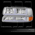 LED Headlight Bar for Tahoe Silverado Suburban 1500 (1999–2006) - Chrome Amber