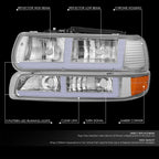 LED Headlight Bar for Tahoe Silverado Suburban 1500 (1999–2006) - Chrome Amber