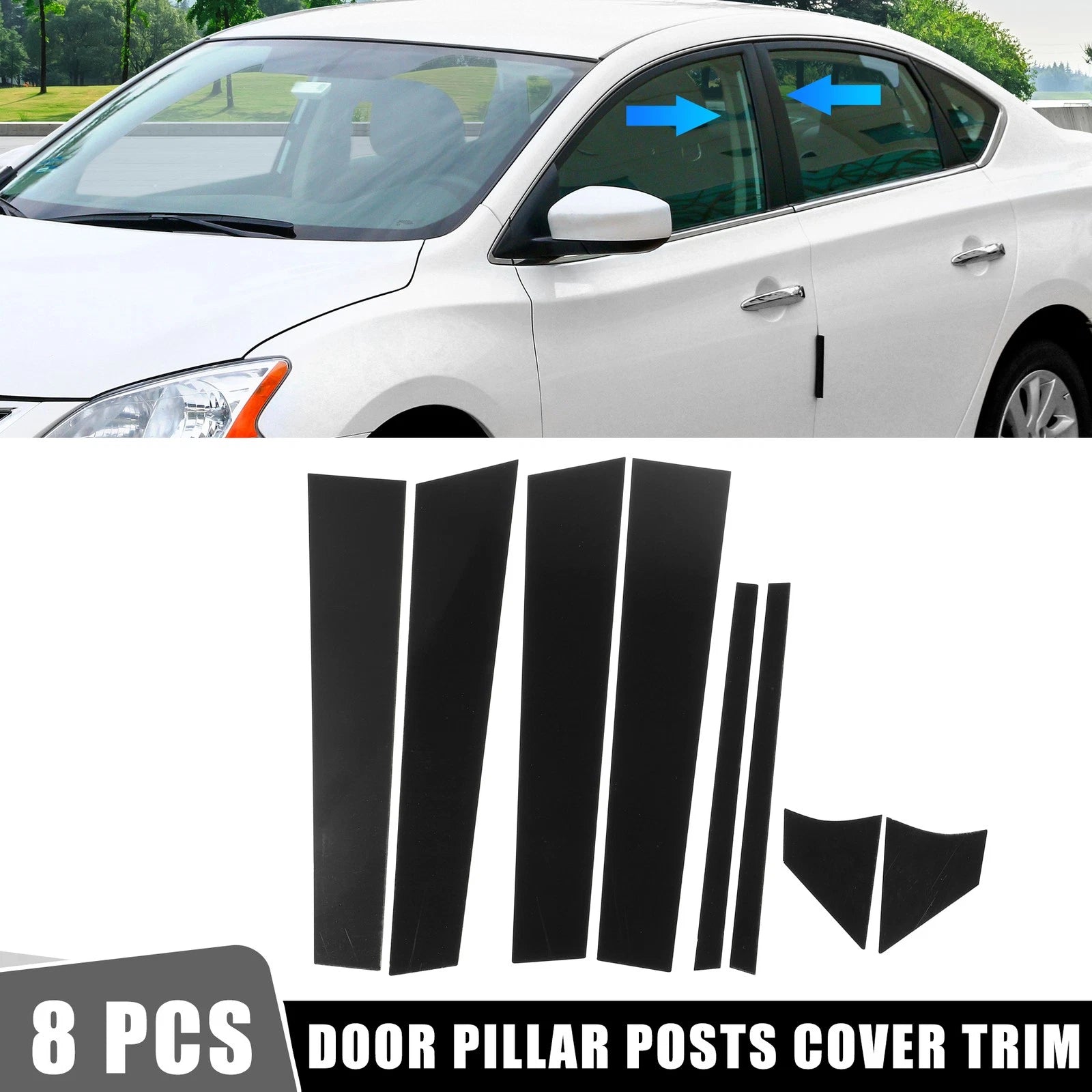 8 Pcs Door Cover Trim Pillar Post Stickers for Nissan Sentra 
