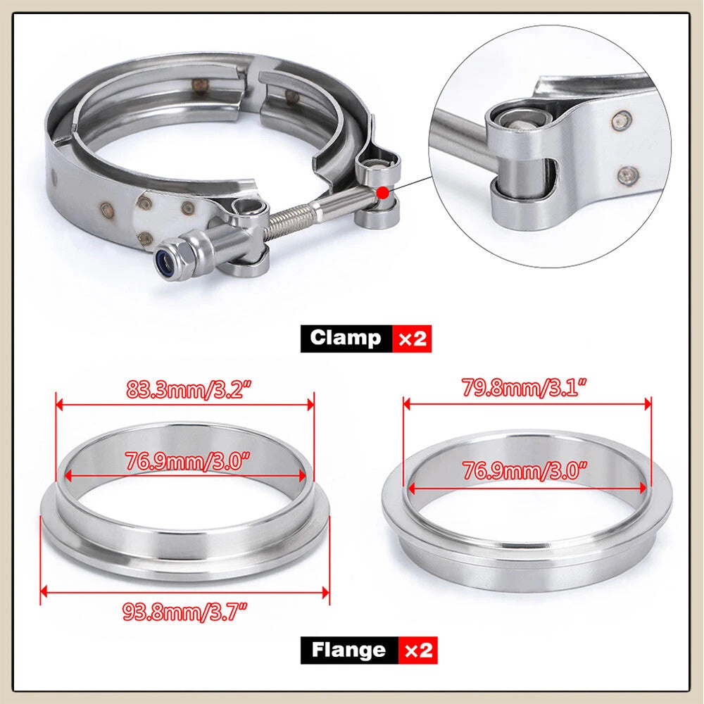 3" V Band 90 Degree Turbo Elbow Adapter Flange Clamp for T3 T4 (1980–1999)