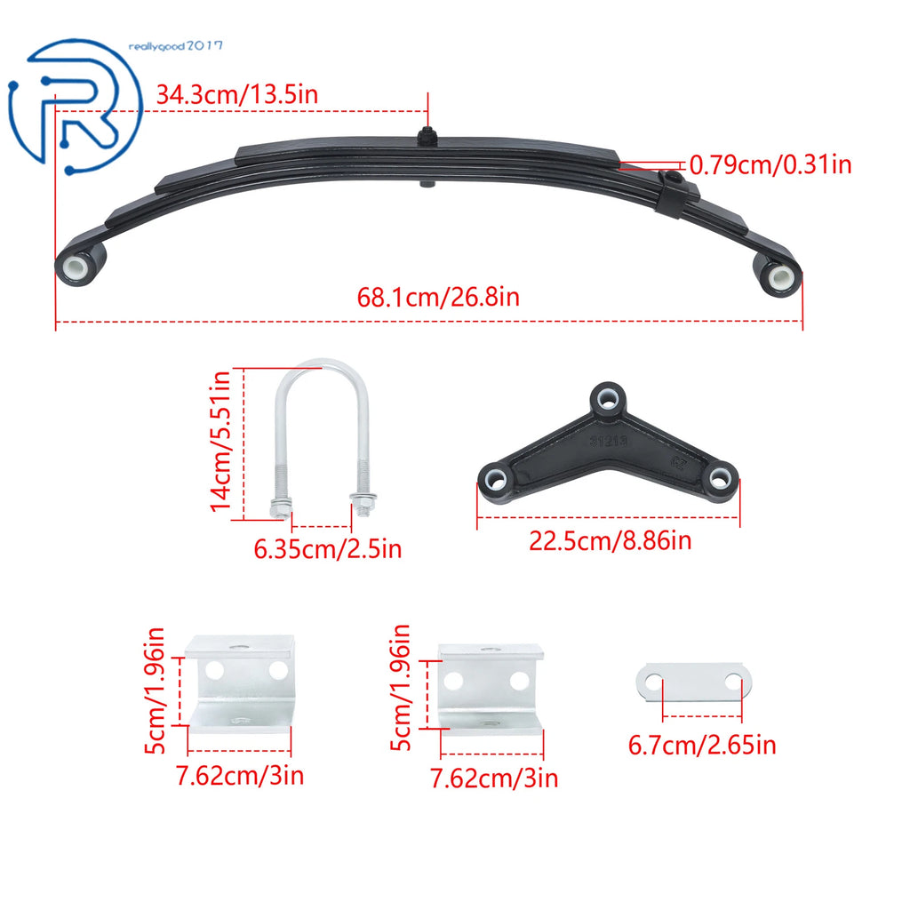 Tandem Axle Kit for 3500lb Trailer (1750lb, 4 Leaf Springs)